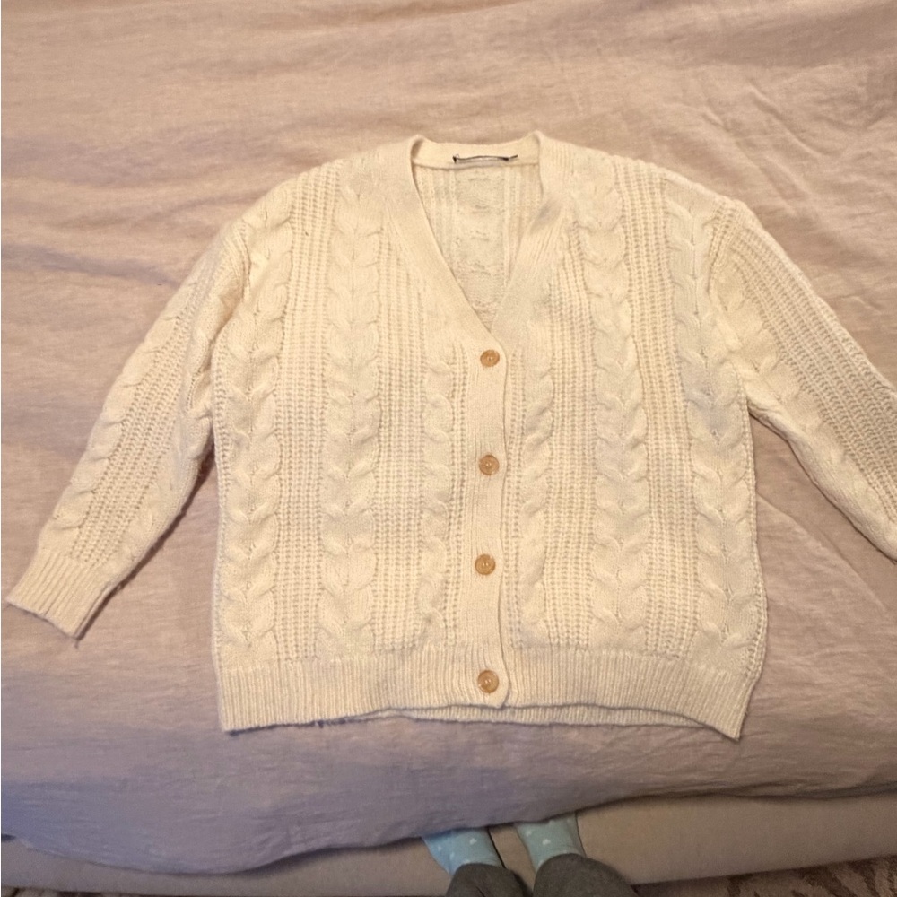 Jenni Kayne Ivory Cable Knit Cardigan